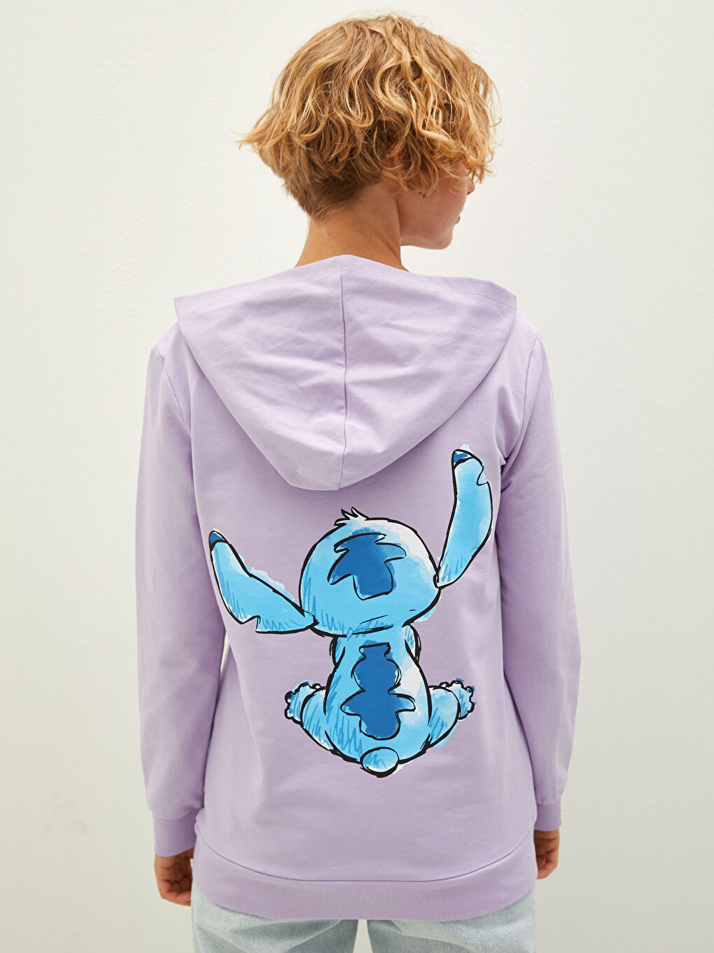 Lilo & Stitch Baskılı Uzun Kollu Kadın Hoodie Anne Kız Kombini-4