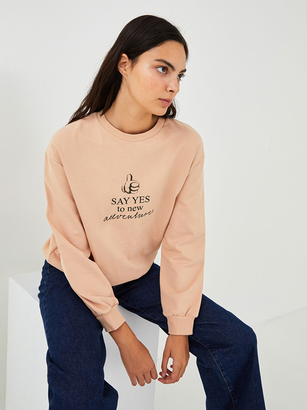 әйелдерге арналған дөңгелек жағалы микки маус принтті ұзын жең свитшот ана мен қыз үйлесімі-1