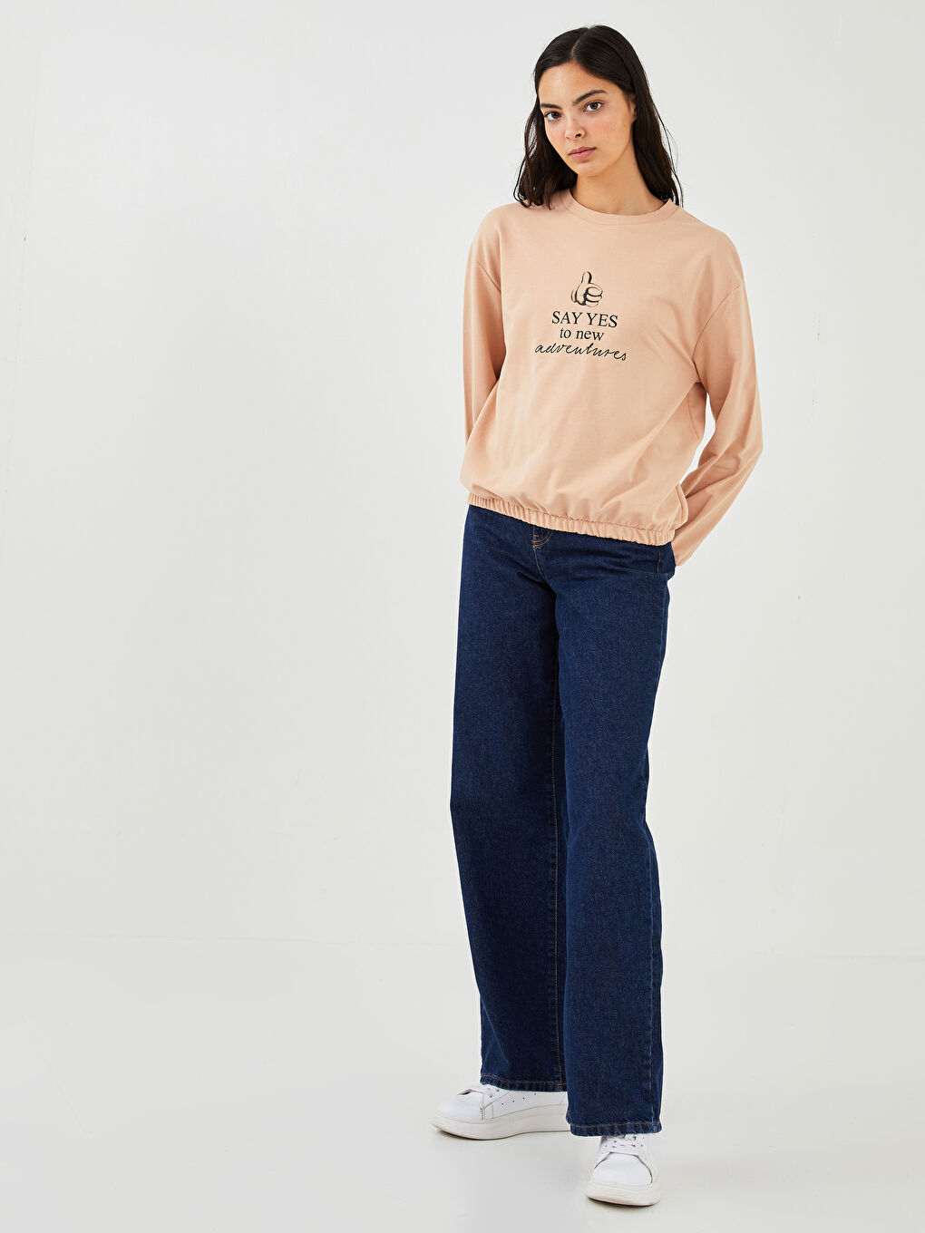 әйелдерге арналған дөңгелек жағалы микки маус принтті ұзын жең свитшот ана мен қыз үйлесімі-2