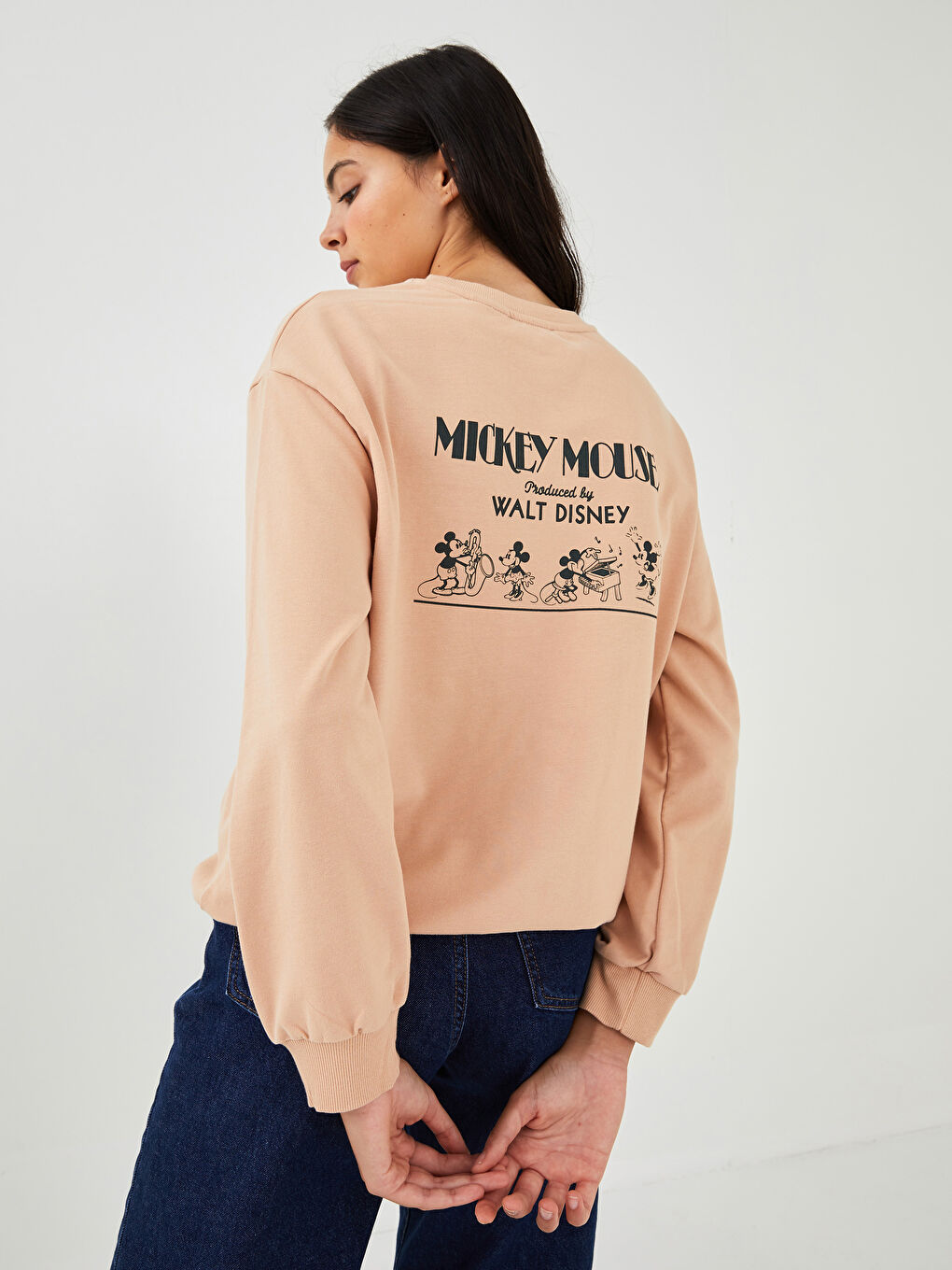 әйелдерге арналған дөңгелек жағалы микки маус принтті ұзын жең свитшот ана мен қыз үйлесімі-4