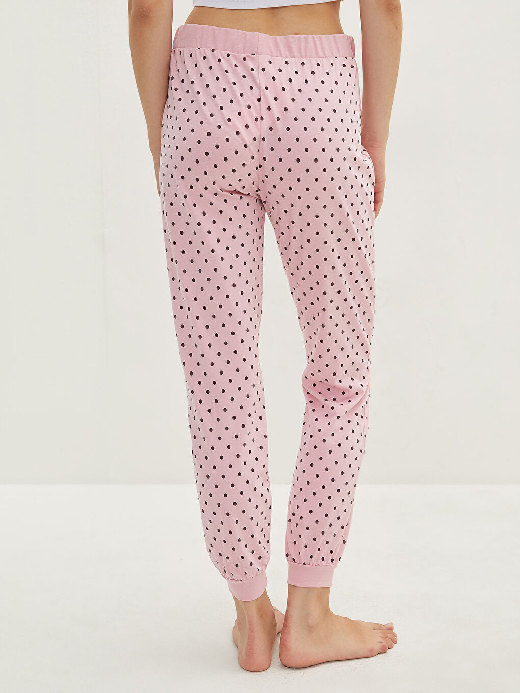 Elastic Waist Polka Dot Cotton Women's Pajama Bottom-4