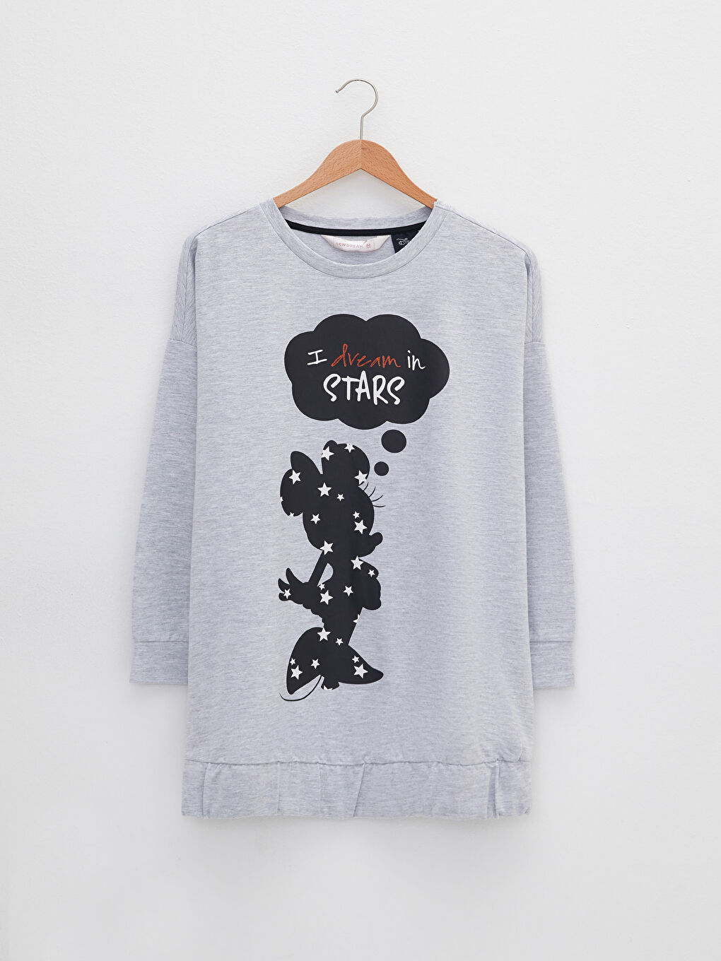 Siyah Bisiklet Yaka Minnie Mouse Baskılı Uzun Kollu Kadın Pijama Takımı-6