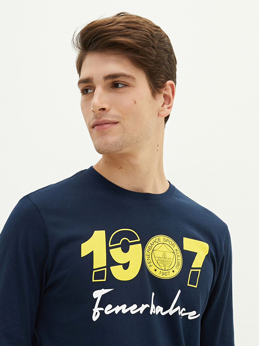 Lacivert Standart Kalıp Fenerbahçe Baskılı Erkek Taraftar Pijama Takımı-3