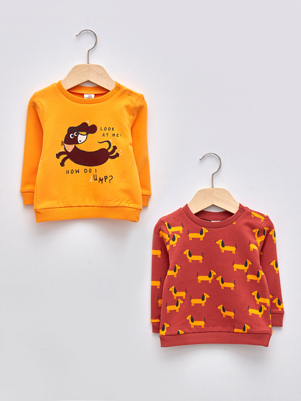 LCW baby Crew Neck Long Sleeve Printed Baby Boy Sweatshirt 2-Pack -W1AH31Z1-JW6