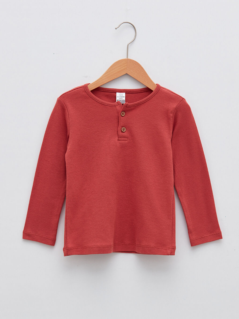 Kahverengi Bisiklet Yaka Uzun Kollu Pamuklu Kız Bebek 2'li Pijama Takımı-1