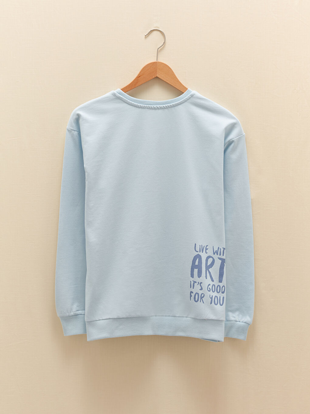 Crew Neck Printed Long Sleeve Girls' Sweatshirt-1