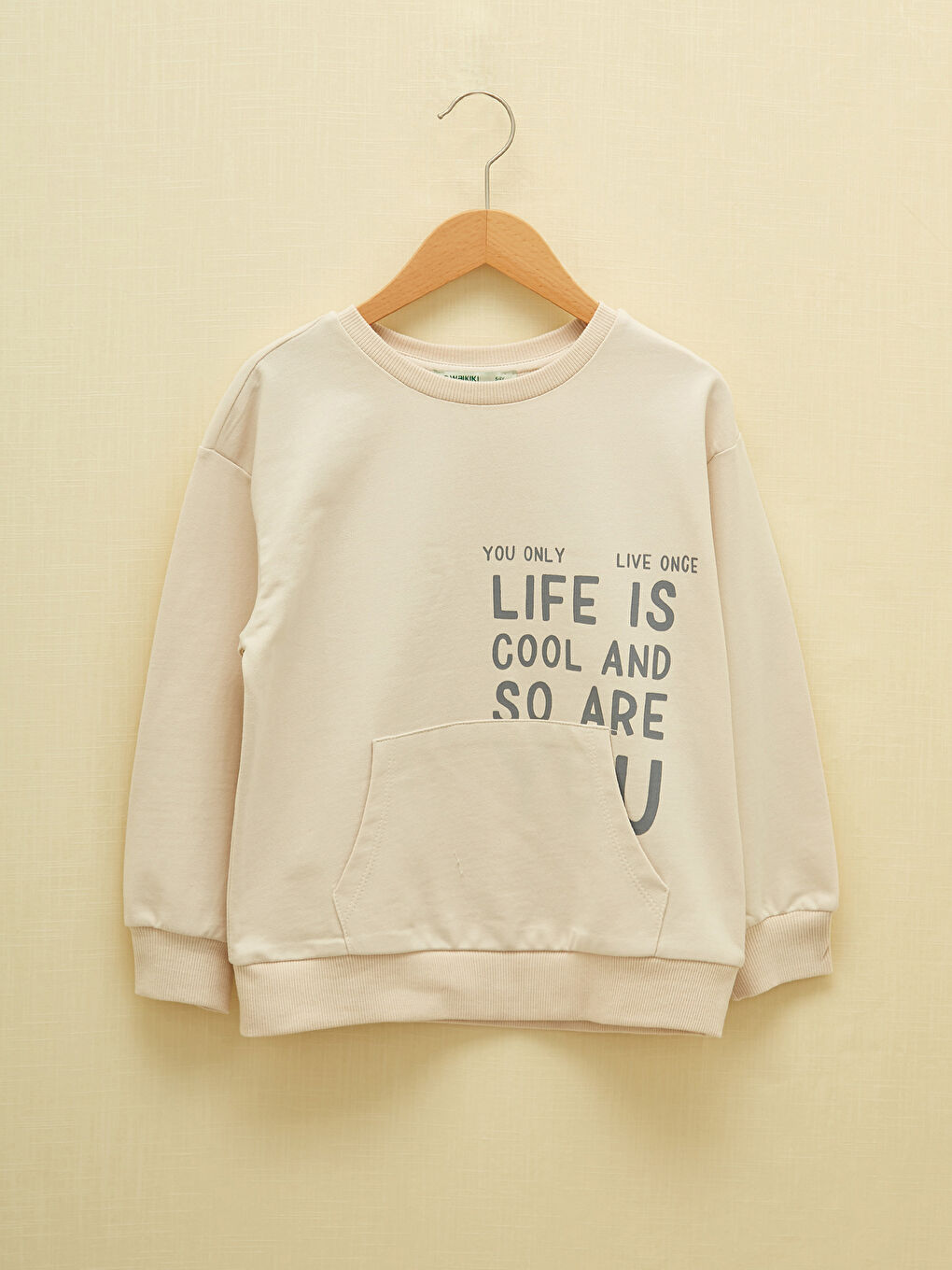 Bisiklet Yaka Baskılı Uzun Kollu Kız Çocuk Sweatshirt