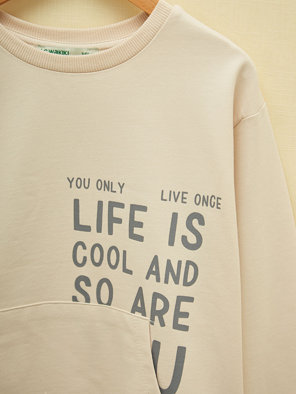 Bisiklet Yaka Baskılı Uzun Kollu Kız Çocuk Sweatshirt-1