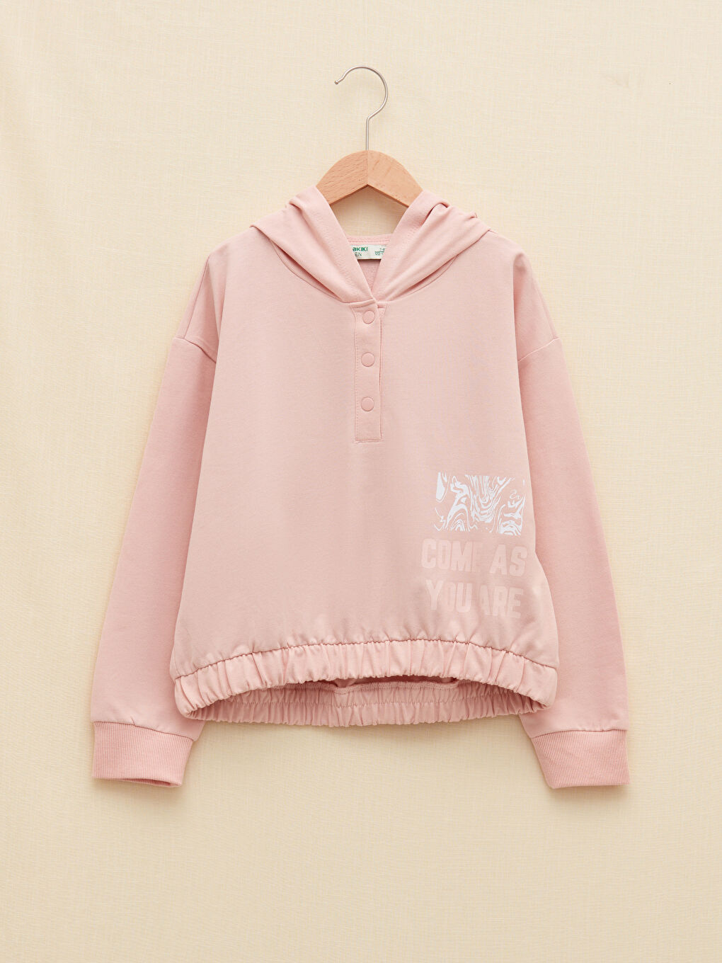 Hooded Printed Long Sleeve Girls' Sweatshirt