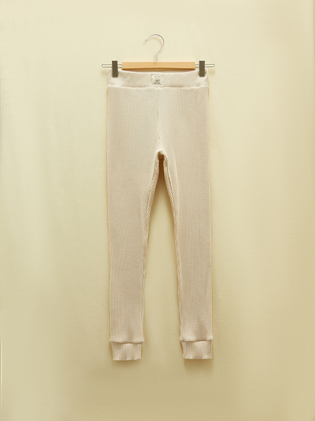 Bej Beli Lastikli Kız Çocuk Tayt