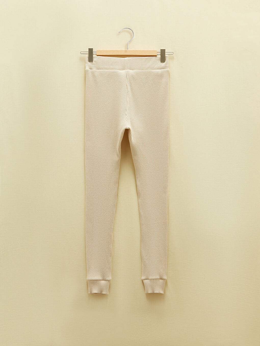 Bej Beli Lastikli Kız Çocuk Tayt-1