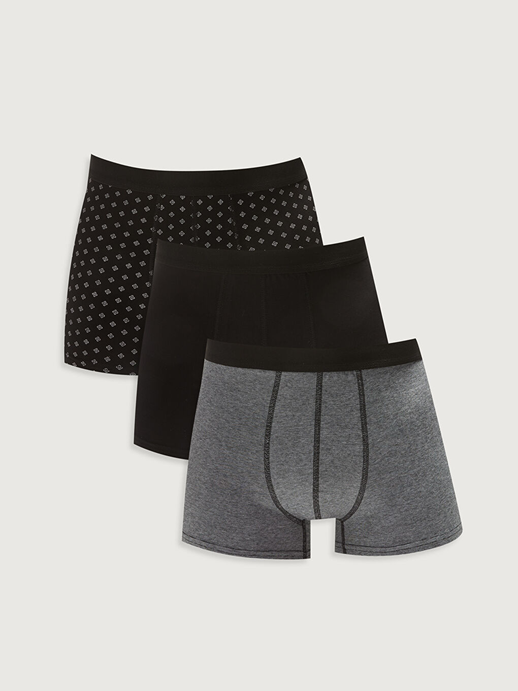 Siyah Standart Kalıp Pamuklu Esnek Erkek Boxer 3'lü