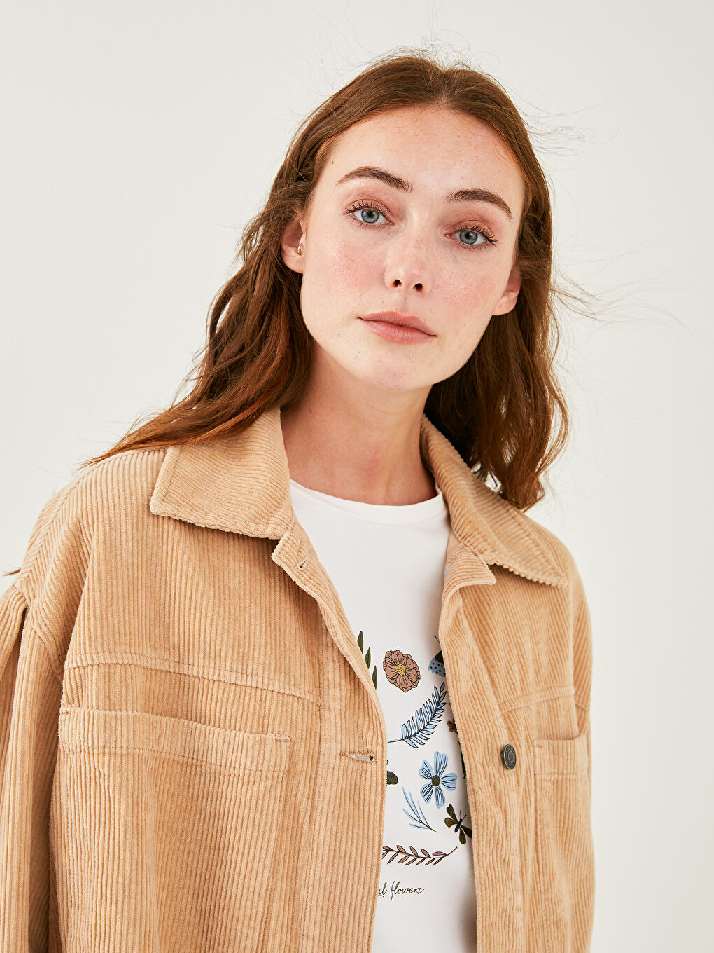 Shirt Collar Straight Pocket Detailed Long Sleeve Cotton Slim Coat-2