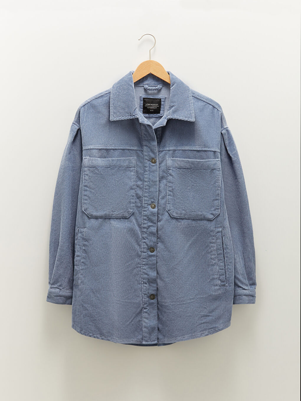 Shirt Collar Straight Pocket Detailed Long Sleeve Cotton Slim Coat-5