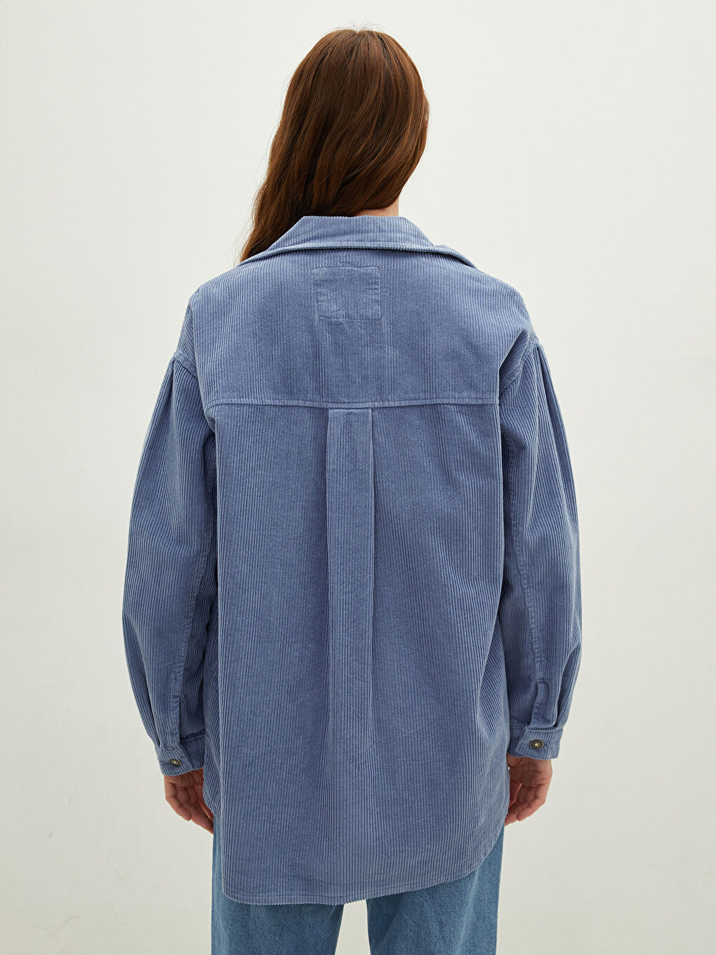 Shirt Collar Straight Pocket Detailed Long Sleeve Cotton Slim Coat-4