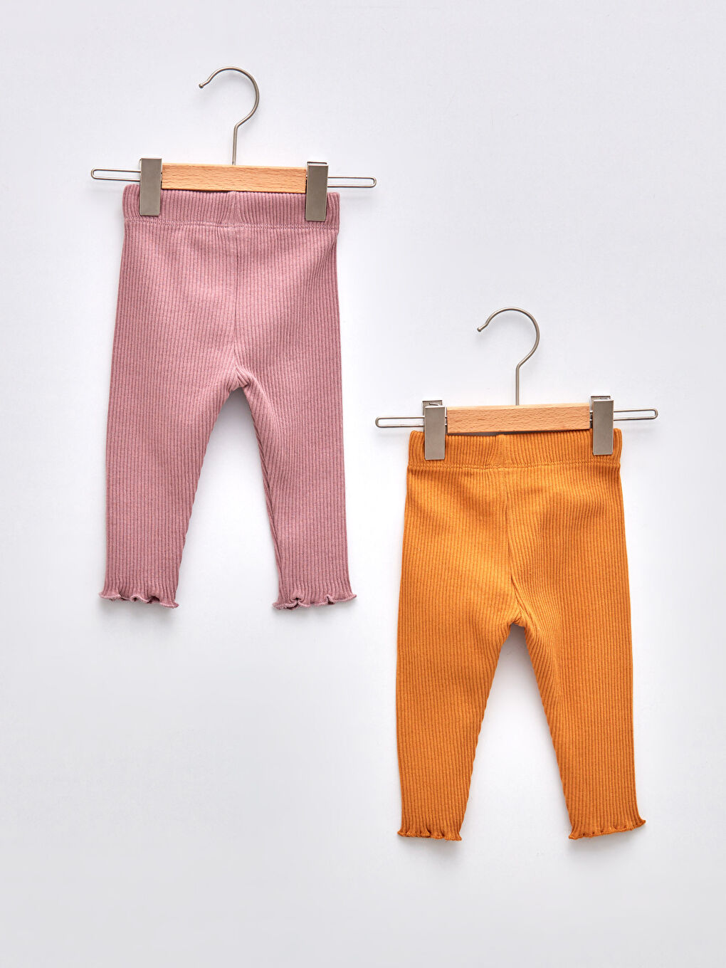 Basic Elastic Waist Cotton Baby Girl Leggings 2 Pieces-1