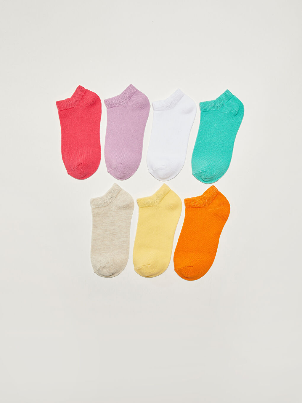 Kırmızı Basic Kız Çocuk Patik Çorap 7'li-1