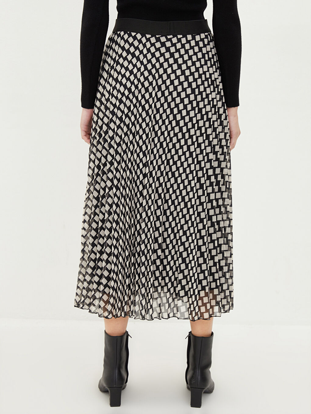 Jupe Plissée en Tissu Chiffon Imprimé à Taille Élastiquée pour Femmes-4