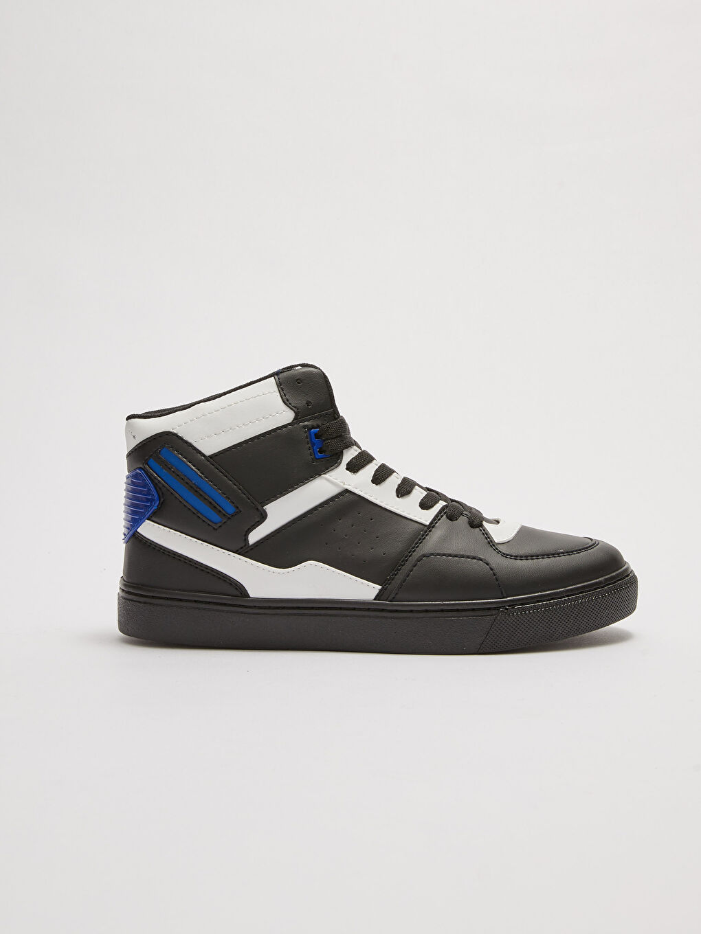 Siyah Renk Bloklu Bağcıklı Bilek Boy Erkek Spor Ayakkabı-1