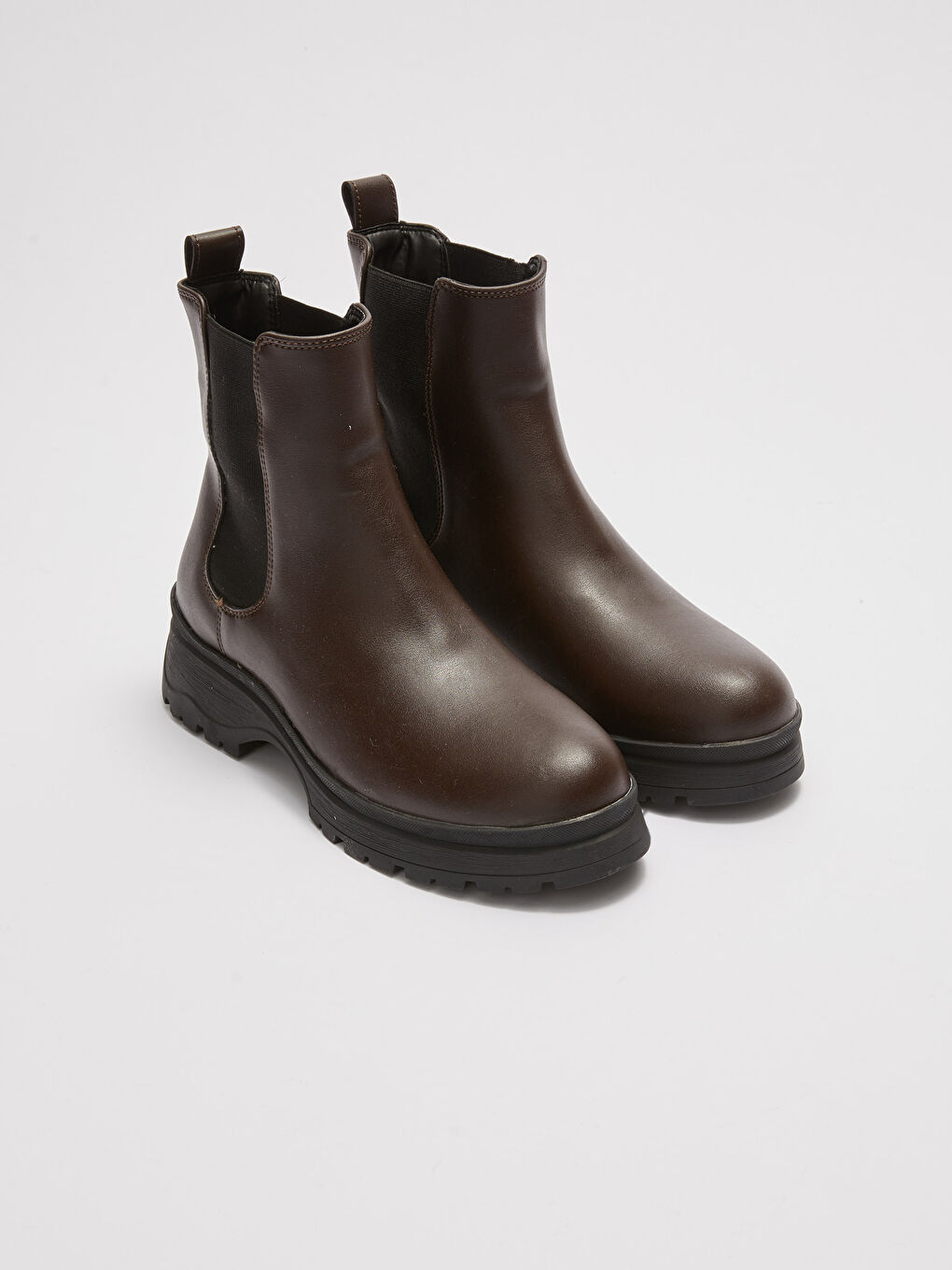 Bottes pour Femmes en Similicuir à Semelle Épaisse avec Côtés Élastiques