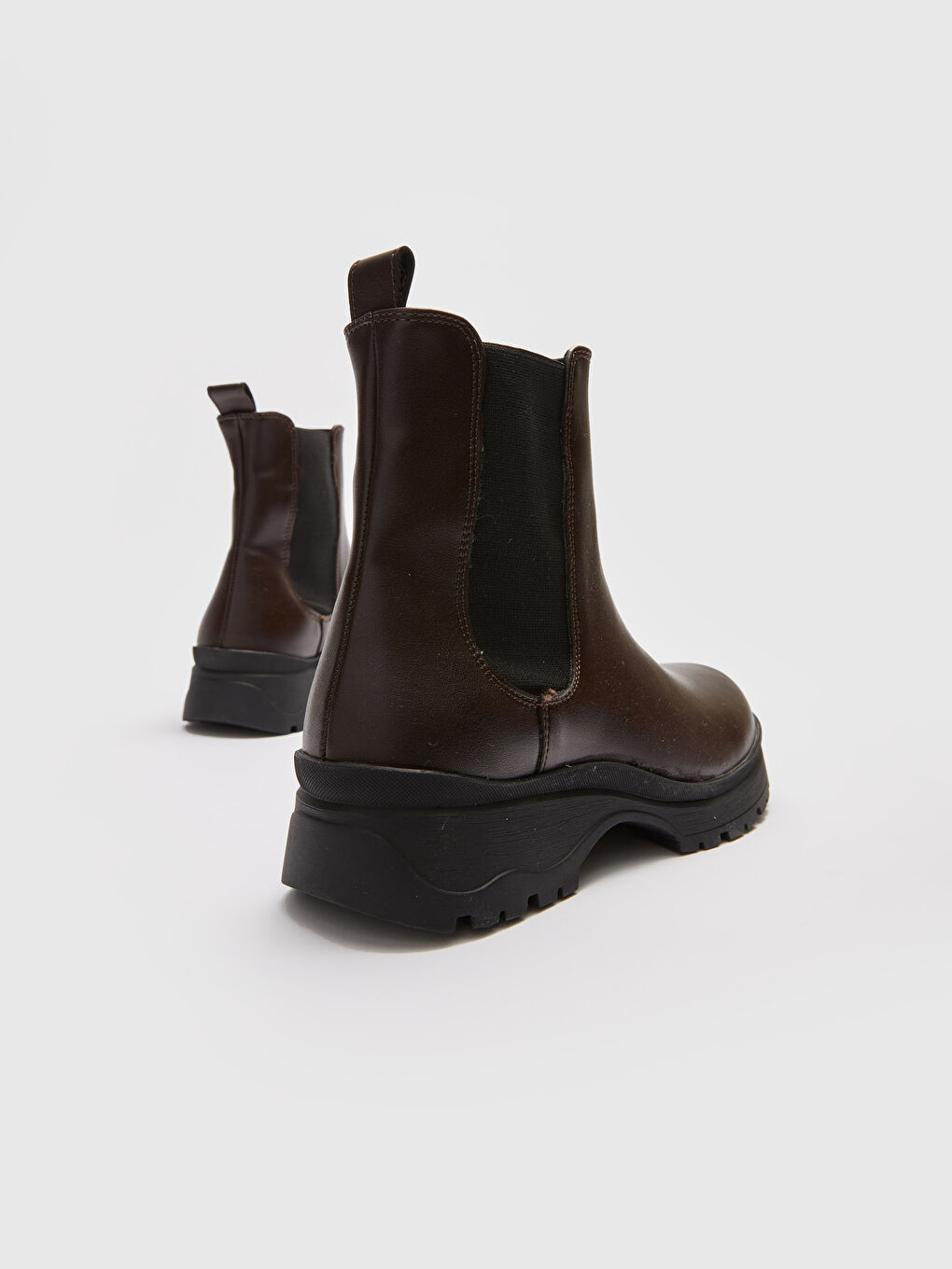 Bottes pour Femmes en Similicuir à Semelle Épaisse avec Côtés Élastiques-3