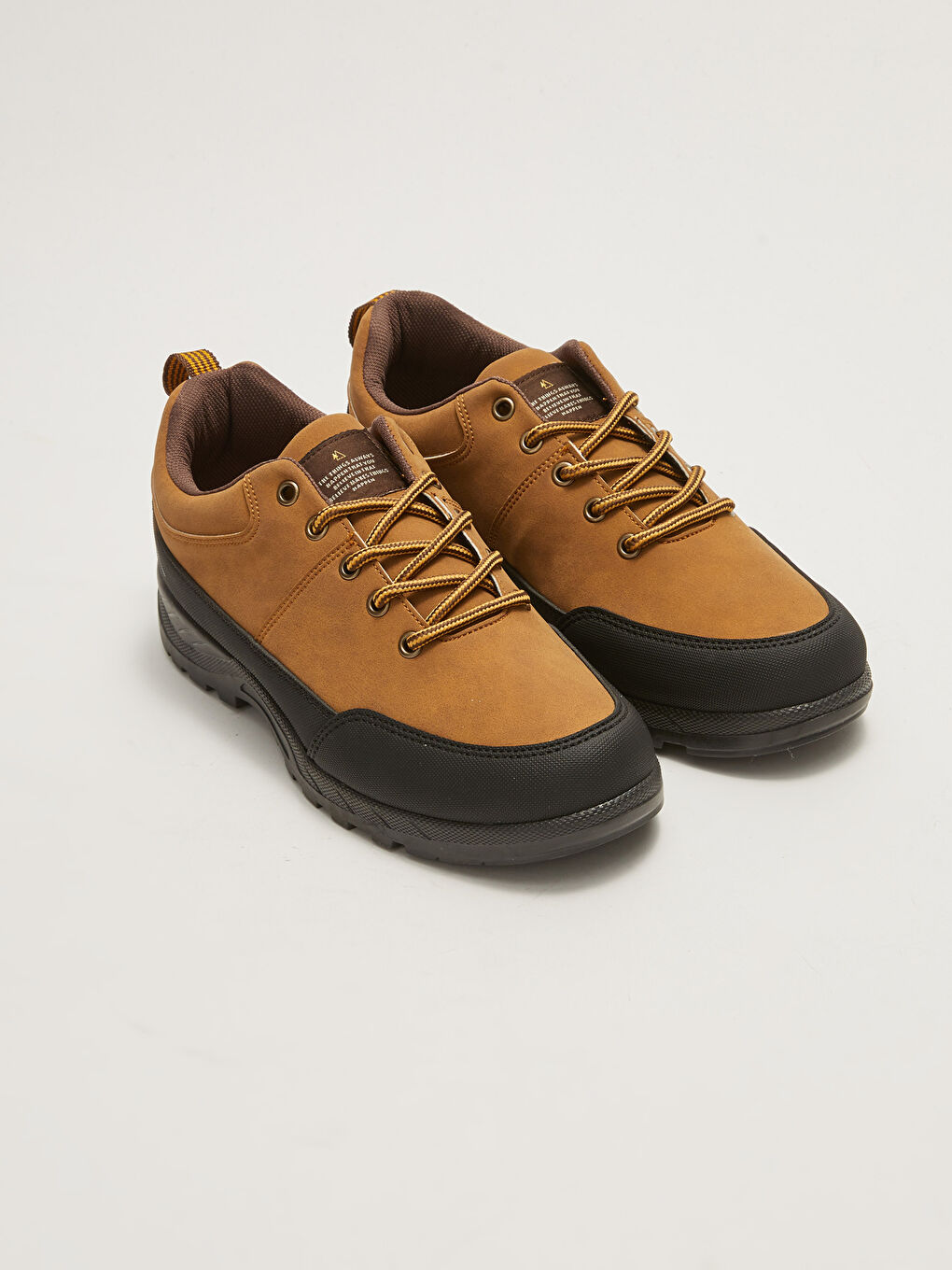 Bej Deri Görünümlü Bağcıklı Trekking Ayakkabı