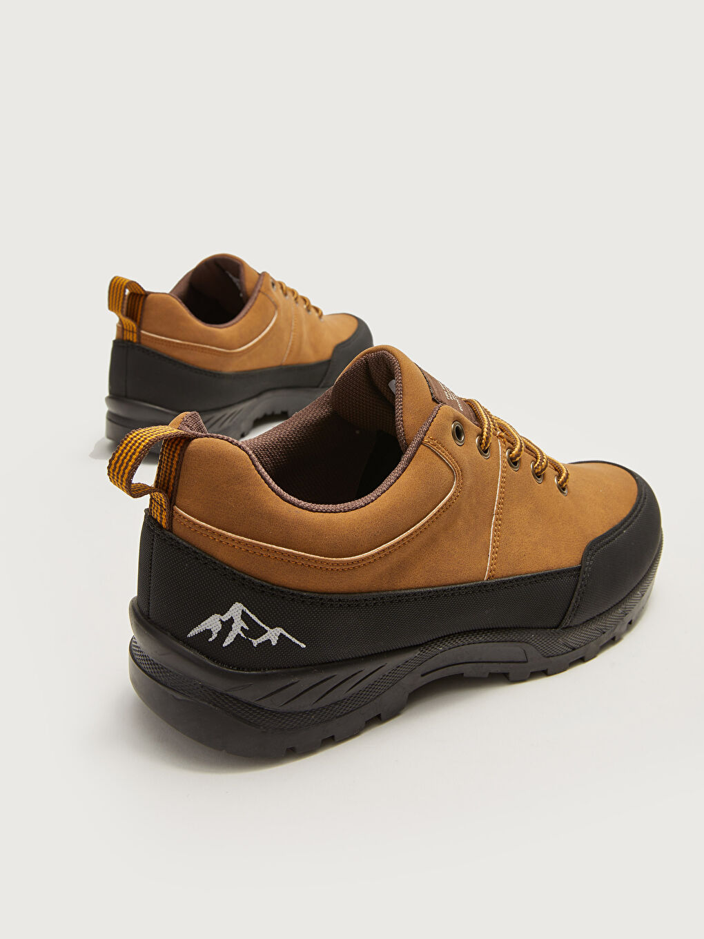 Bej Deri Görünümlü Bağcıklı Trekking Ayakkabı-4