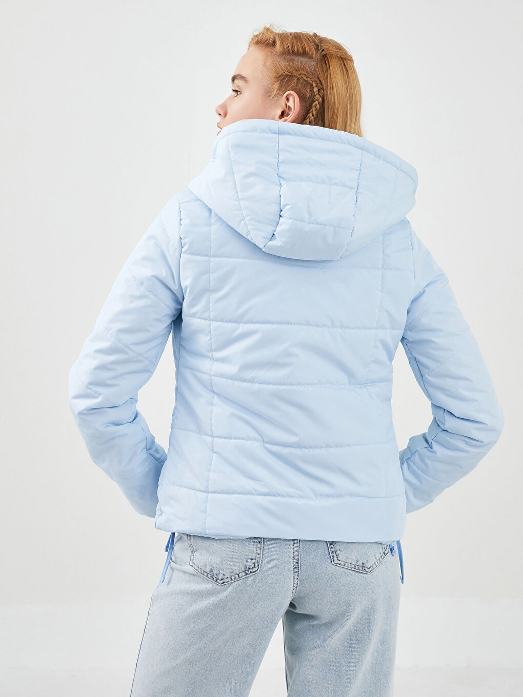 Палто за жени с качулка, закопчаване с цип и дълъг ръкав-4