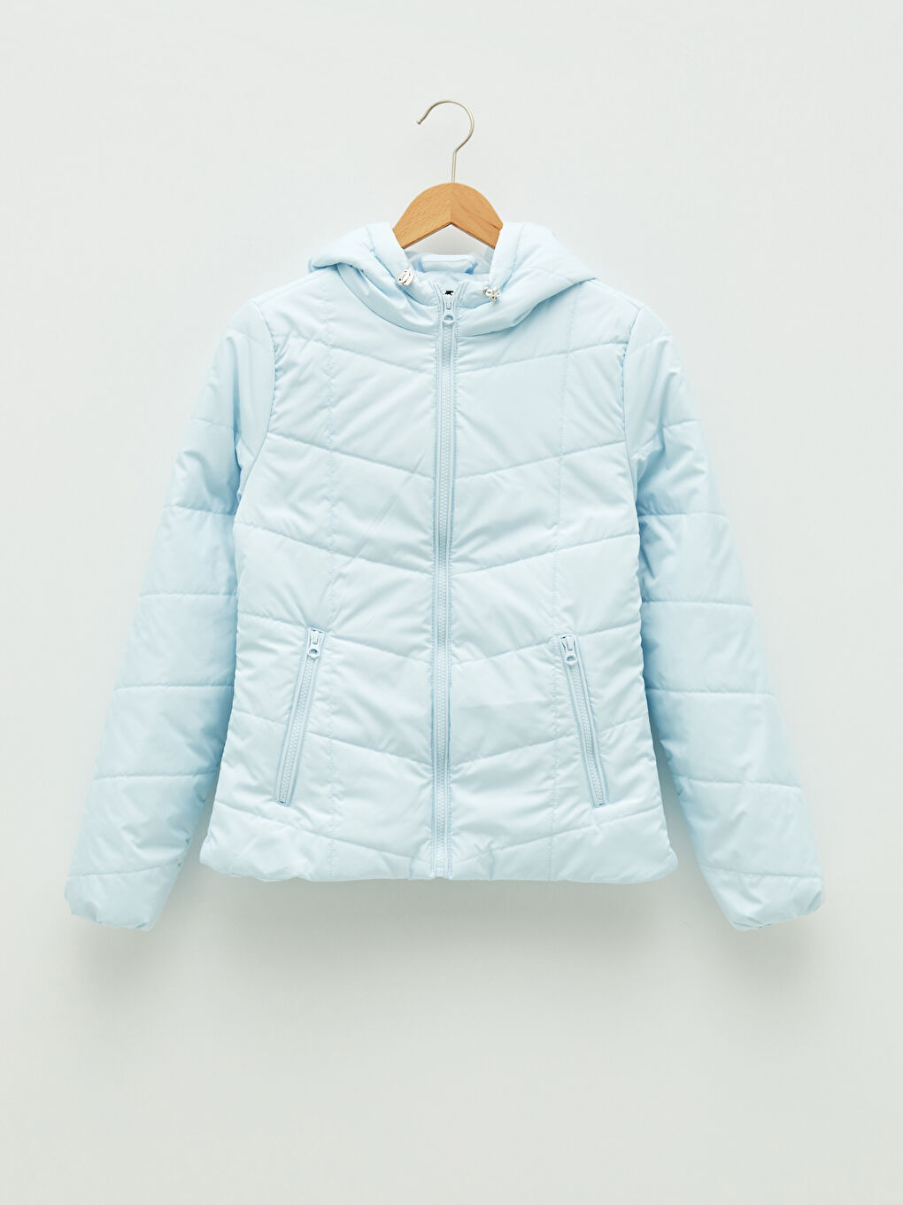 Палто за жени с качулка, закопчаване с цип и дълъг ръкав-5