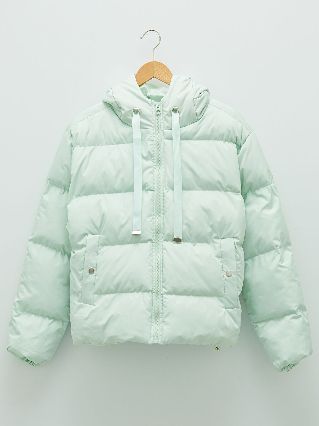 Geacă Matlasată cu Glugă, Mânecă Lungă și Închidere cu Fermoar-12