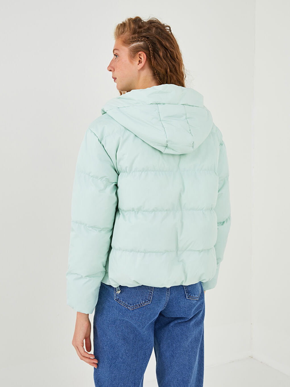 Geacă Matlasată cu Glugă, Mânecă Lungă și Închidere cu Fermoar-11