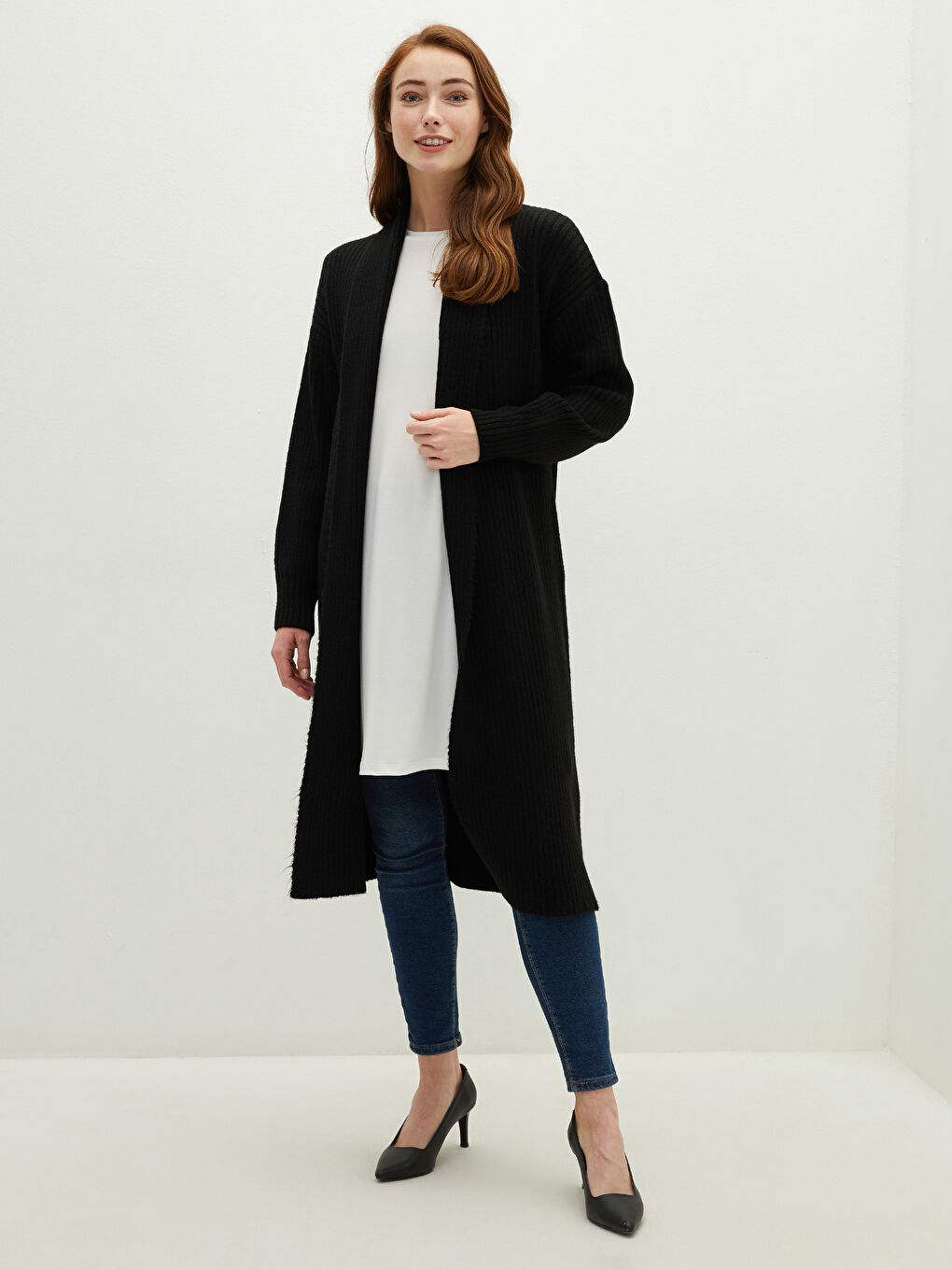 Shawl Collar Plain Long Sleeve Women's Knitwear Cardigan-1