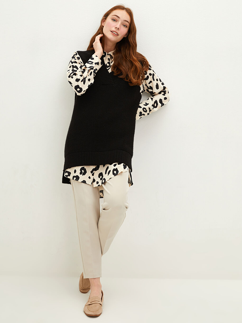 Ženski V-izrez Bez rukava Jednostavan Trikotažni Džemper Prsluk-7