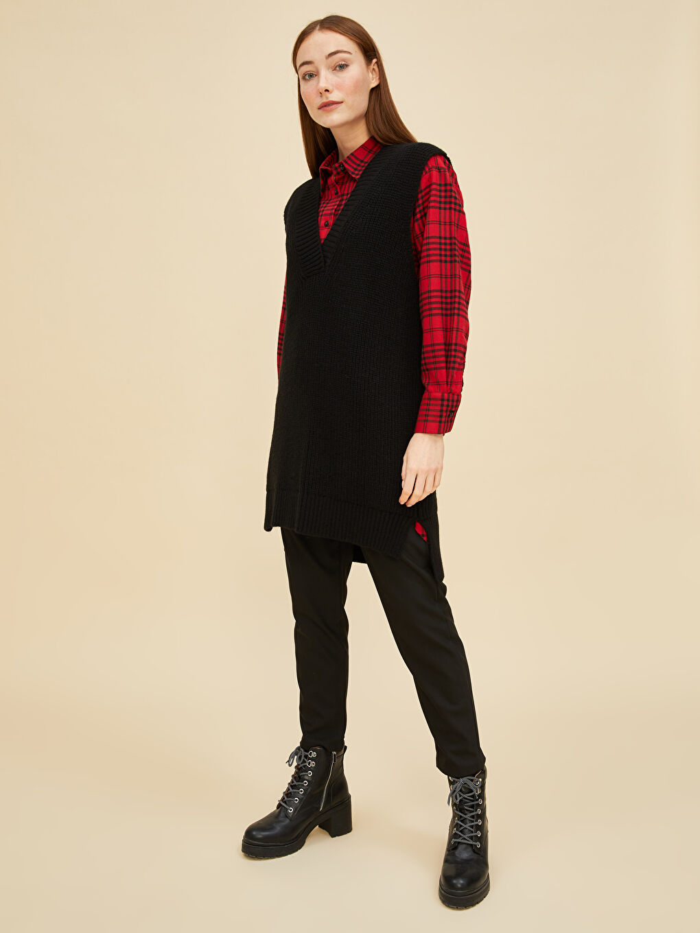 Ženski V-izrez Bez rukava Jednostavan Trikotažni Džemper Prsluk-4