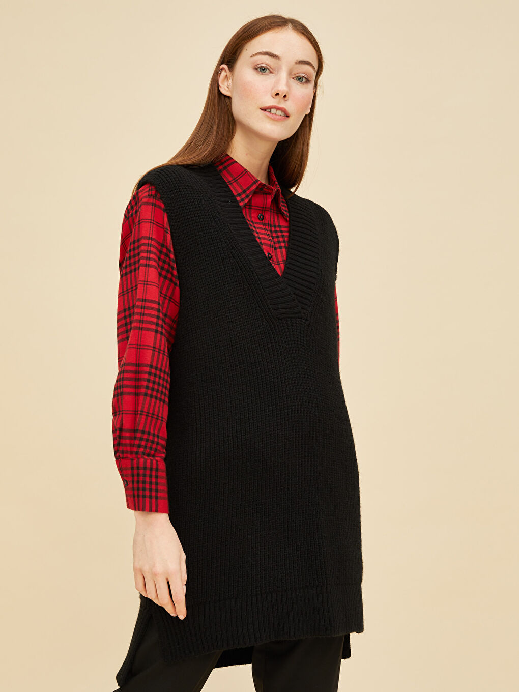 Ženski V-izrez Bez rukava Jednostavan Trikotažni Džemper Prsluk-2