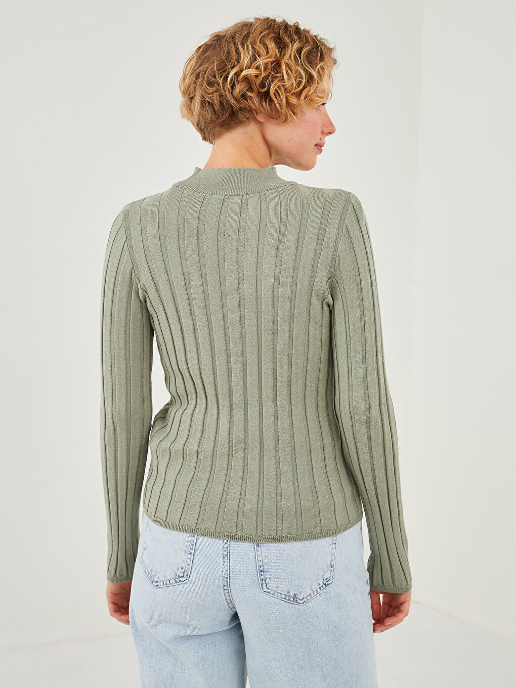 Pull-over en Tricot à Col Cheminée pour Femmes-4