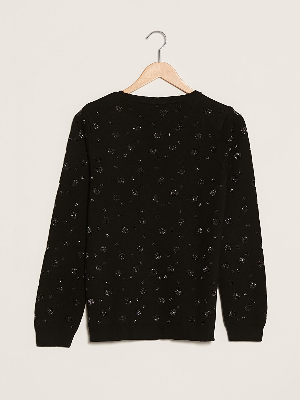 سترة تريكو بياقة دائرية بتفاصيل لامعة وكم طويل للسيدات-7