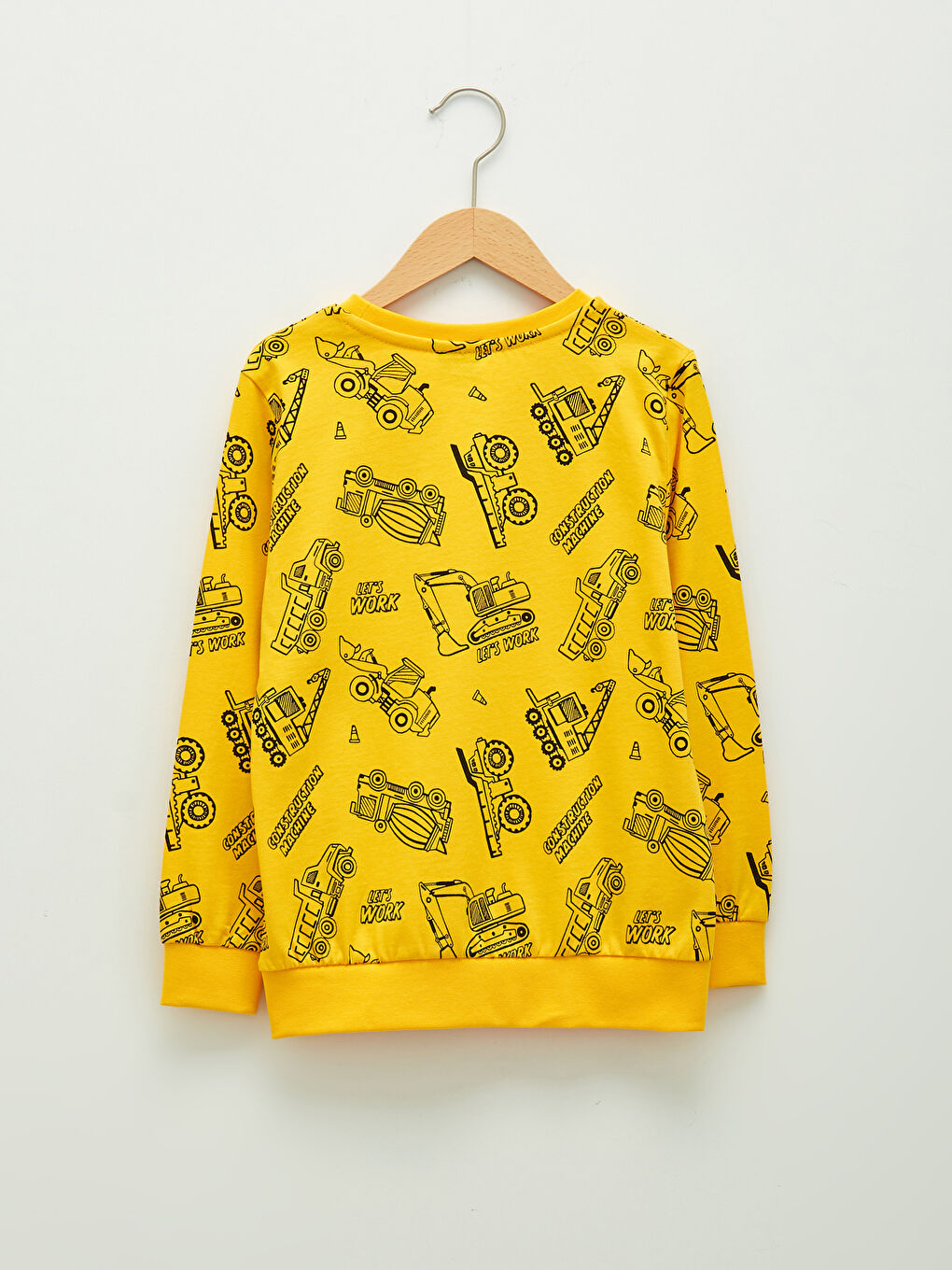 Sarı Bisiklet Yaka Baskılı Uzun Kollu Erkek Çocuk Tişört-1