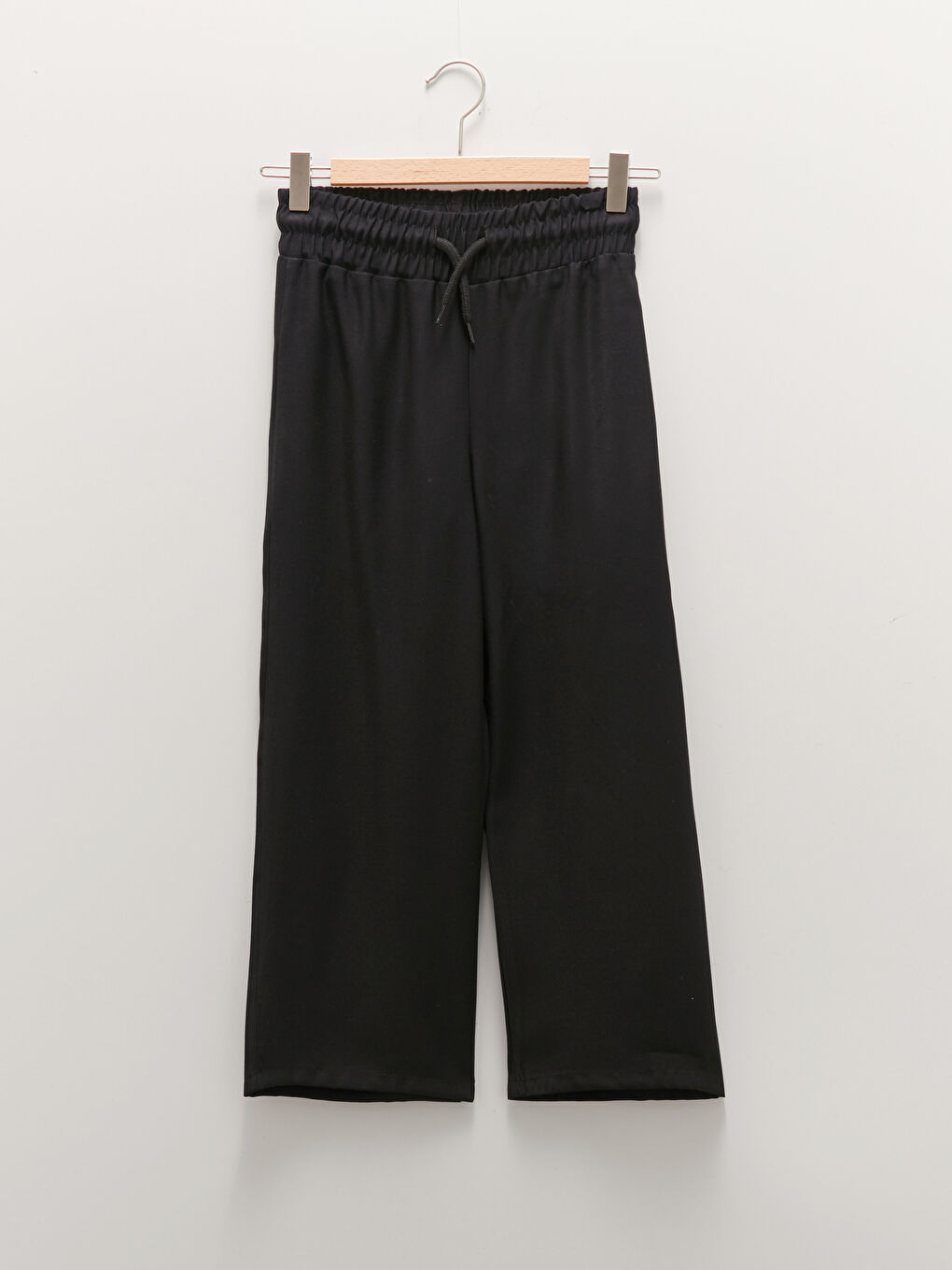 Basic Wide Leg Viscose Girl Trousers With Elastic Waist