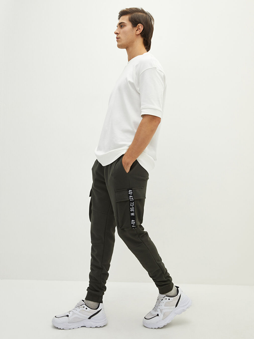 Haki Dar Kalıp Erkek Eşofman Altı-1