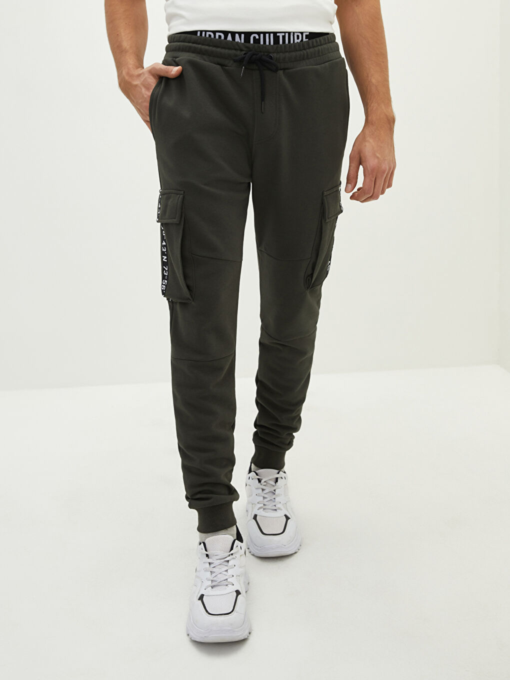 Haki Dar Kalıp Erkek Eşofman Altı-3