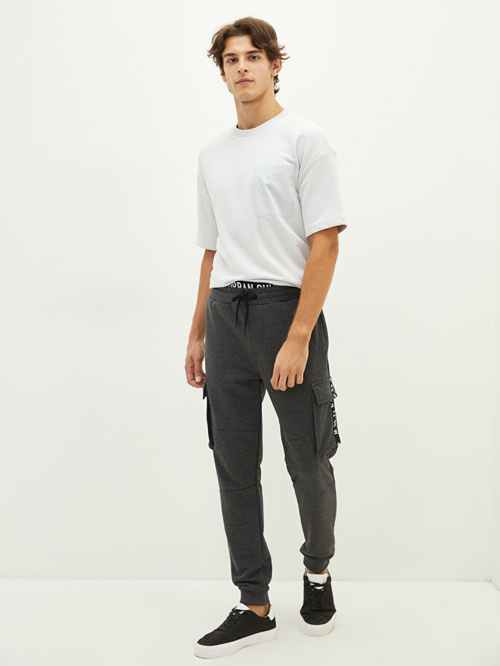 Antrasit Dar Kalıp Erkek Eşofman Altı-2