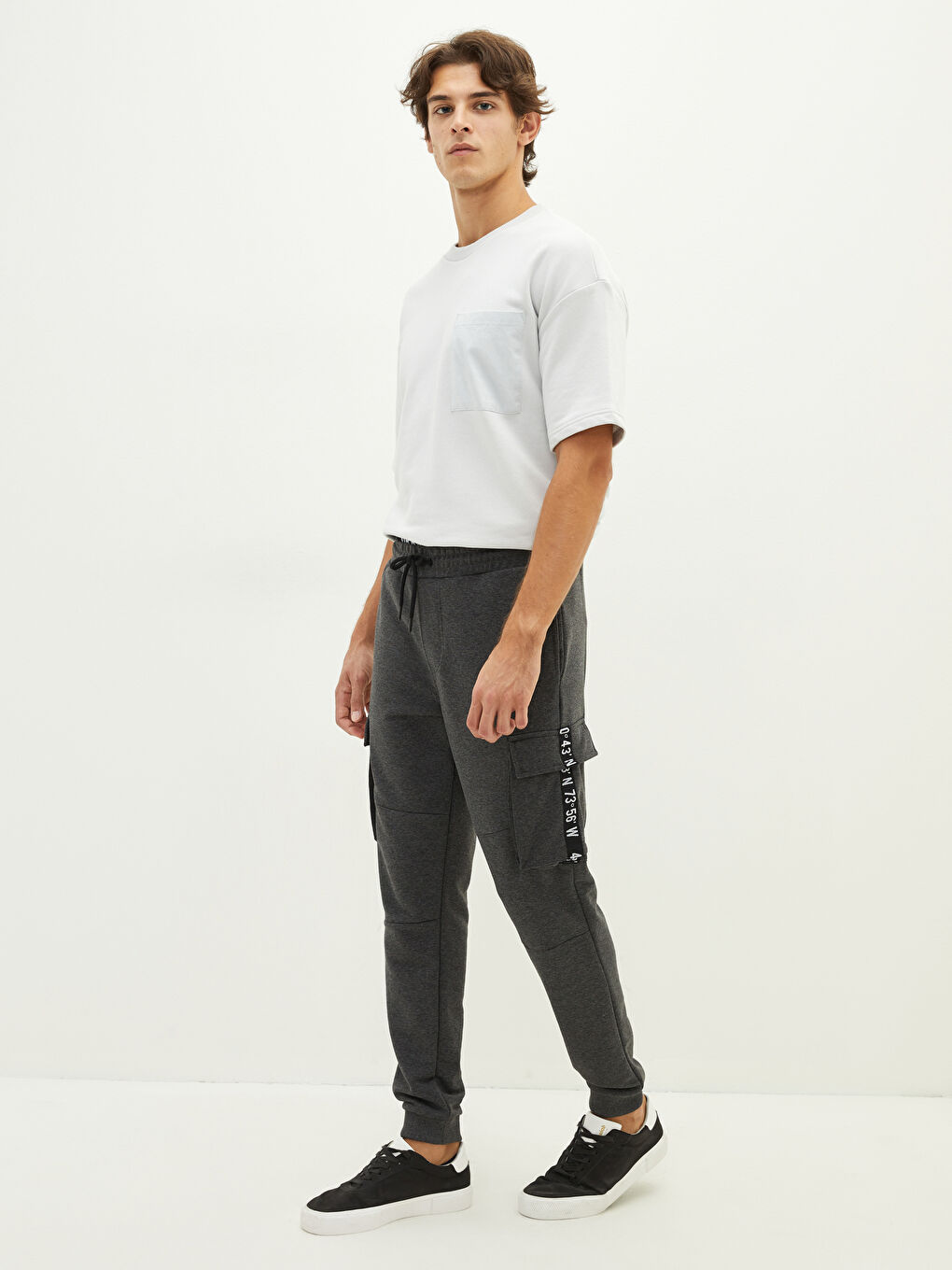 Antrasit Dar Kalıp Erkek Eşofman Altı-3