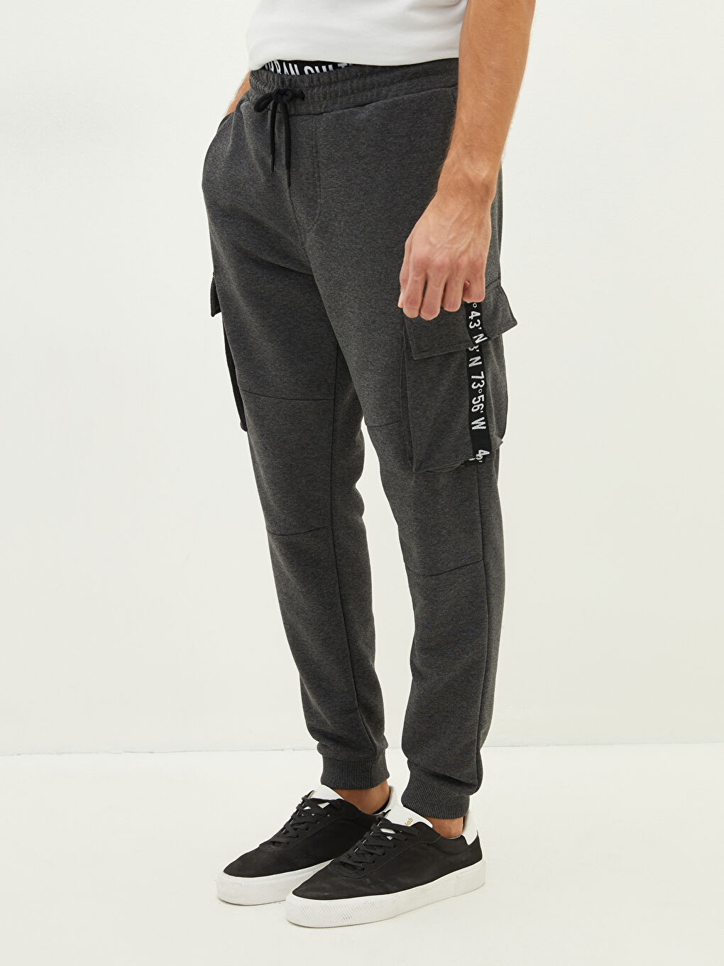 Antrasit Dar Kalıp Erkek Eşofman Altı-4