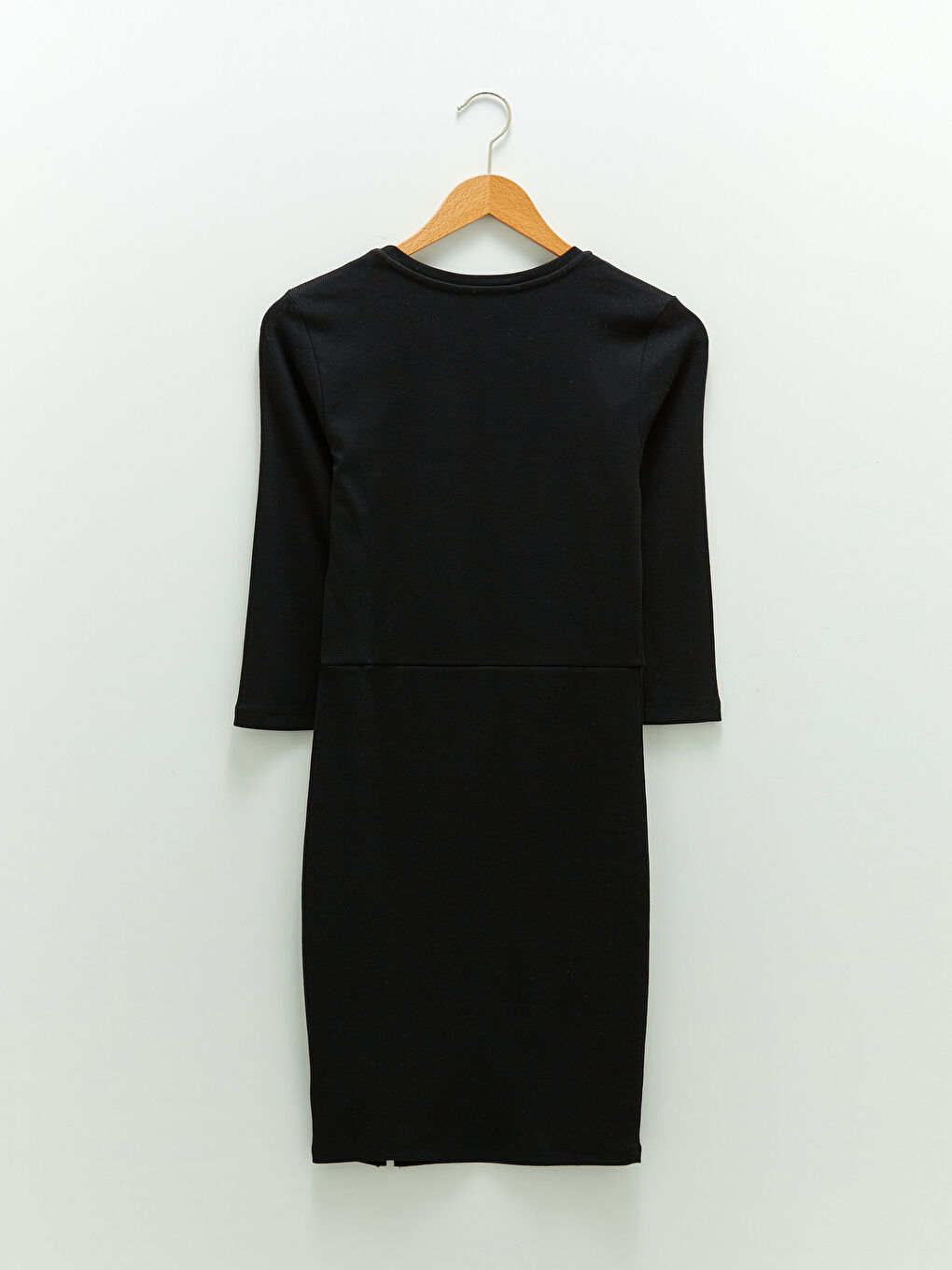 Crew Neck Straight Slit Detailed Women's Bodycon Dress-6