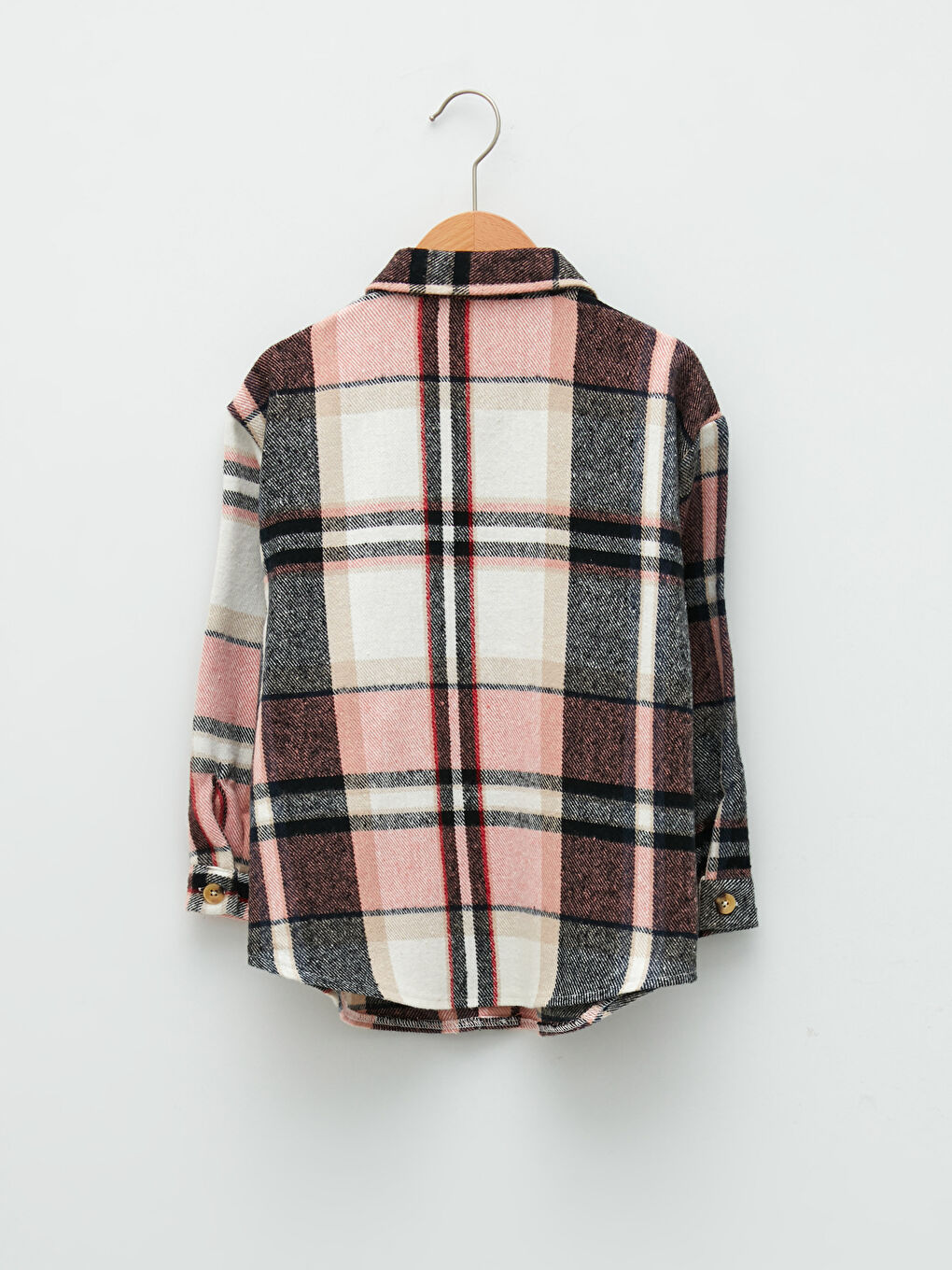 Chemise Fille à Manches Longues en Gabardine Écossaise-1