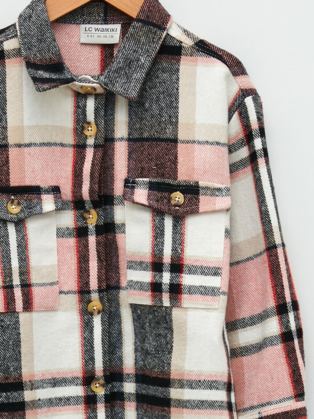 Chemise Fille à Manches Longues en Gabardine Écossaise-2