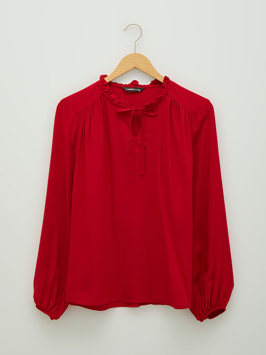 LCWAIKIKI Classic Ruffle Tied Collar Straight Long Sleeve Viscose Women's Blouse -W1AN73Z8-GPU