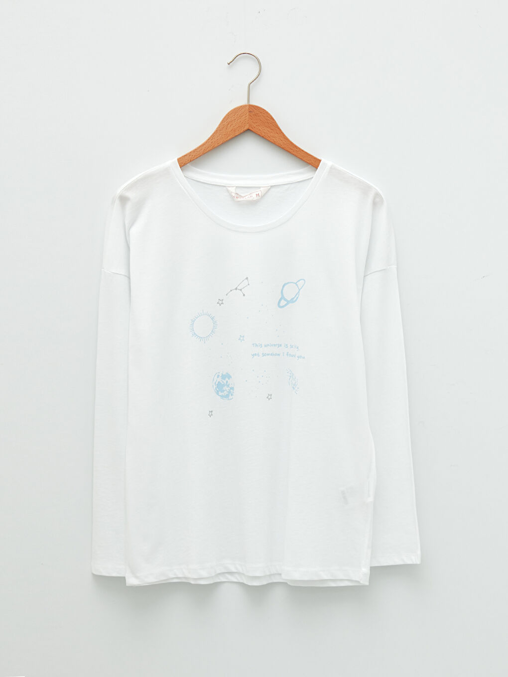 طقم بيجامة كم طويل ياقة دائرية مطبوع قطن للسيدات-6