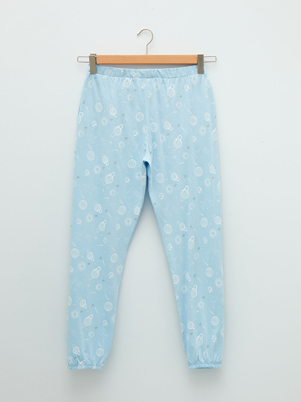 طقم بيجامة كم طويل ياقة دائرية مطبوع قطن للسيدات-7